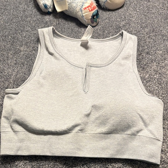 90 Degree By Reflex Light Gray Ribbed Tank Top - Picture 1 of 4